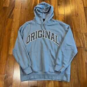 H&M Men's Blue Relaxed Fit Hoodie with "ORIGINAL" Print Size M